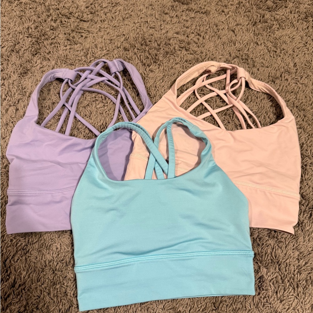 Lululemon Sports Bra Set - Blue, Pink, and Purple